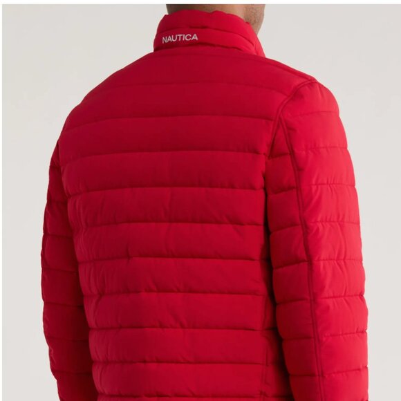 Men's Nautica Reversible Puffer Jacket (Dark Grey / Red) - Picture 1 of 2
